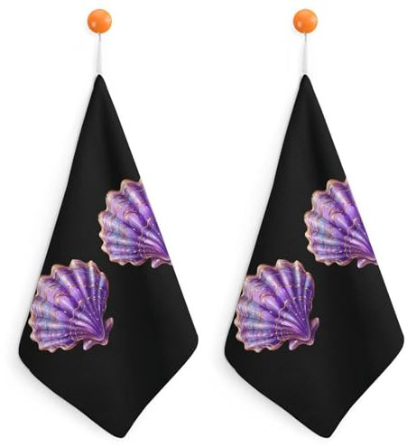 KWQDOZF BH-Handtücher mit Cartoon-Muschelmotiv, weiche Handtücher, sehr saugfähige Handtücher, Reinigungstuch für Auto, Haushalt, Küche, Fenster, 2 Stück