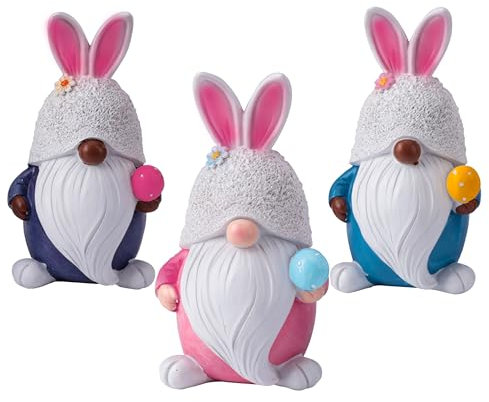 ALEMIN Ostern Deko Hasen Wichtel, Handgemachte Osterhasen Zwerg mit Eiern,Osterhasen Puppen für Osterdekoration Frühling Osterhase Tischdekoration Deko Dekor Urlaub Dekoration-3PCS