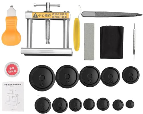 Uhrenpresse Zurücksetzen des Gehäuseschließers, Uhrenpresse,Uhrenpresswerkzeug-Set für den Batteriewechsel | Reparatursatz für Uhren, Gehäuseschließer, Reparaturwerkzeuge für Uhren, nur für runde Ziff