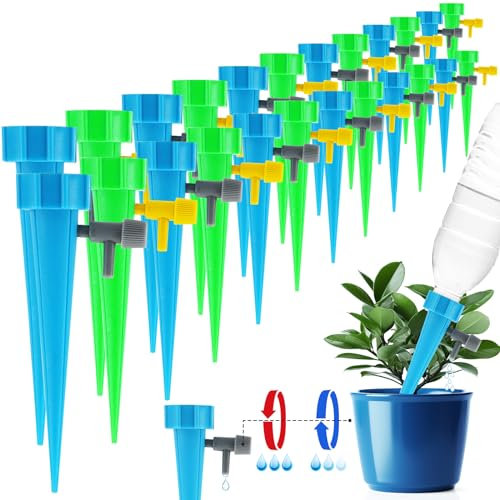NCKIHRKK Sistema di Irrigazione Annaffiatoio Automatico, 24 Pezzi Irrigatore Automatico Regolabile, Innaffiare Piante per Vasi in Vacanza, Kit Irrigazione a Goccia per Balcone Giardino Interni Esterni