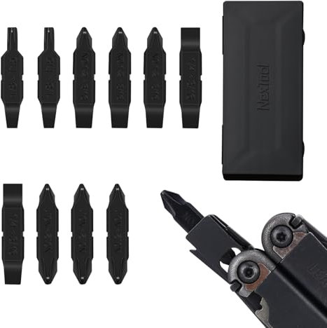 NexTool Bit Kit,10 PCS Ersatz-Schraubendreher-Bits kompatibel mit LM Multi-Tool-Langlebiger S2 Stahl #1,#2-2 Phillips +1/4,3/16&1/8 Flat Head+T15 Torx,NexTool Pocket Tool für DIY Reparaturen