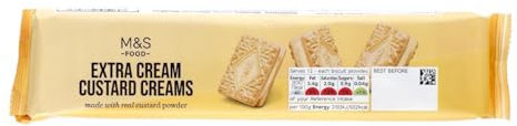 M&S Extra Cream Custard Creams, Vanilla Custard Flavoured Biscuits, Pack of 5X