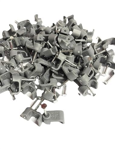 BUYERS POINT 2.5mm Twin & Earth (10x5) Grey Cable Clips 100 Pack Nail Clips, Cable Tacks for Electrical Cables