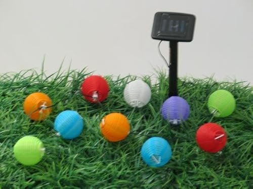 Dapo Solar-Lichterkette Lampion 10 flammig bunt Garten-Dekoratiom