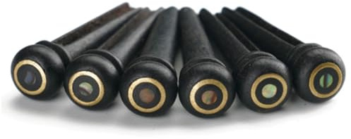MOLERRI 6pcs Ebony Guitar Bridge Pins Ebony Guitar Bridge Bone Pins Set for 6 & 12 String Acoustic Guitar Accessories