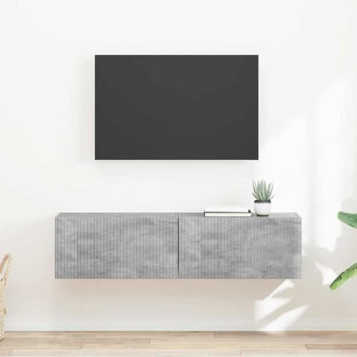 Runheo TV-Wandschrank 2er-Set, Beton Optik, 60x31x29,5 cm, Holzwerkstoff, Moderne Hängeschränke für Wohnzimmer, Elegante Aufbewahrung