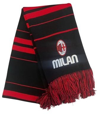 AC Milan Sciarpa Tubolare Ufficiale Rosso/Nero – 100% Acrilico Calda e Morbida con Frange e Stemma – Unisex