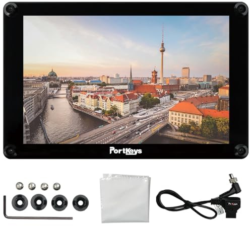 Portkeys HS8 - Monitor de cámara de 8 pulgadas, 1100nits, monitor de campo 3G-SDI 4K HDMI Cross-Conversion 10-Bit 100% Rec.709 3D LUT Output Strom-Passthrough para receptor de radio Dual NP-F Hot-Swap