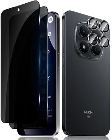 Lutree para Xiaomi Redmi Note 15 Pro 5G Anti-Espía Cristal Templado, 2+1 Piezas Protector de Pantalla de Privacidad + Protector de Lente de Cámara, Antiespias Dureza 9H Película Protectora