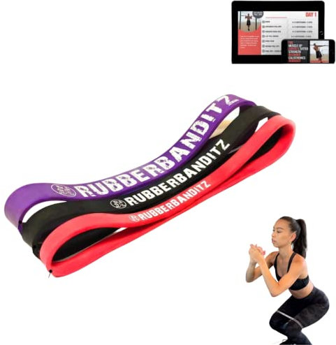 Rubberbanditz Extra dicke Booty-Bänder für Gesäßmuskulatur und Beine, Mini-Schlaufe engagiert Hüfte, Oberschenkel, Po, Bauchmuskeln, Hüft-Widerstandsbänder für Training, perfekte Heim-Fitnessgeräte,