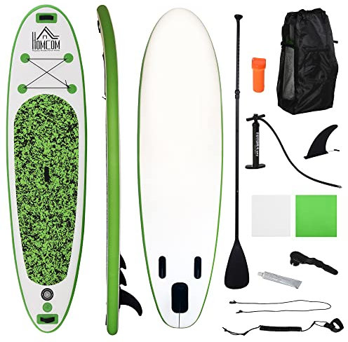 HOMCOM Inflatable Stand Up Paddle Board, 10' x 30 x 4, Non-Slip SUP, with ISUP Accessories, Hand Pump, 3 Fins, Adj Paddle for Youth Adult Beginners/Experts