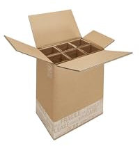 ratioform | Flaschenkarton Post/DHL | mit Kartoneinlage | VE 10 Stk | Innenmaße 305 x 210 x 383 mm | für 6 Flaschen