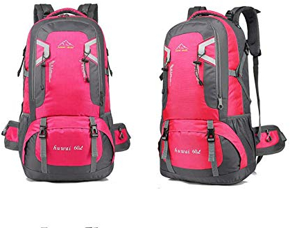 SMGZC Trekkingrucksack Wanderrucksack 40L/60L Liter für Damen & Herren wasserdicht Sportrucksack Ergonomisches Design Professionell zum Wandern, Klettern, Reisen, Camping (L,pink)