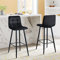 LEMROE Lot de 2 tabourets de bar en velours avec dossier et pieds noirs - Chaises de bar hautes avec repose-pieds - Mobilier de maison (rayures carrées, noir)