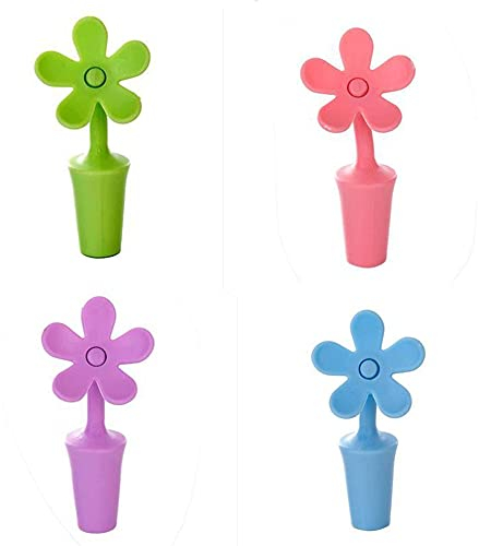 Xigule Tappi per Vino da 4 Pezzi Silicone colorato, Tappi per Bottiglie di Vino Aperte