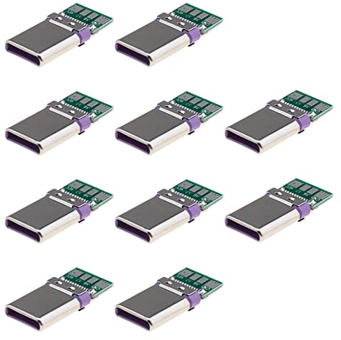 10pcs USB de Type C 24 Broches Connecteur Prise de Courant avec Adaptateur de Prise de Carte PCB pour Souder Module de Support Carte PCB de Fil