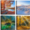 OKEXCKK Vierjahreszeiten-Landschafts-Leinwand-Kunst-Dekor, Frühling, Sommer, Herbst, Winter, buntes Baumgemälde, moderne Naturwalddrucke, Kunstwerk, Bild für Badezimmer, Büro, Dekoration