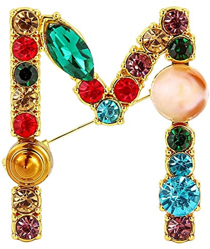 Farbiger Türkis Türkisfarbener Buchstabe Brosche und Brosche Brosche Brosche Nizza Nizza -Buchstabe-Brosche Goldene Mondbrosche (M, One Size)
