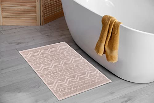 Pasha Home 2er und 1er Pack Badematte 60 x 120 cm Winter Braun/Badteppich aus Baumwolle/weicher Badvorleger rutschfest waschbar/moderner Badvorleger für Badezimmer, Dusche oder Küche