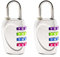 Cerradura de contraseña de 4 dígitos, paquete de 2 candados combinados con rueda de bloqueo colorida para maleta/cajón/puerta de gabinete (plata)