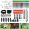 Kit di irrigazione a goccia da 60 m, sistema automatico di irrigazione da giardino per serre, cortile, prato, piante con tubo da 1/2 e tubo di distribuzione da 1/4 e accessori
