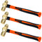 WEDO 3PCS Brass Ball Peen Hammer Set,1/2lb+3/4lb+1lb,Fiberglass Handle,Die-Forged,Corrosion Resistant,DIN Standard