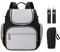 MOMIGO Baby-Wickelrucksack – große Kapazität Windeltasche mit Kinderwagengurten und Isoliertaschen, Schwarz / Grau, Large, modisch