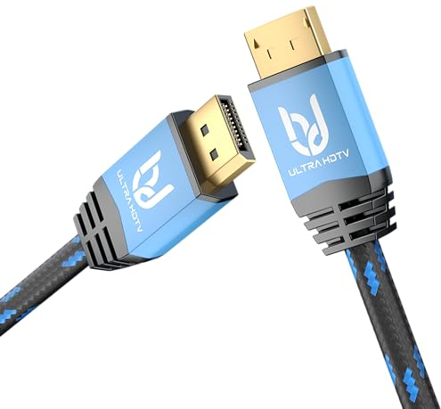 Ultra HDTV DisplayPort 1.4 Kabel 3m - DP auf DP HBR3-8K bei 60Hz, 4K bei 60Hz/144Hz/120Hz, 5K bei 60Hz, 2K bei 165Hz/240Hz – für Gaming und Profi-Anwendungen mit DSC-Unterstützung