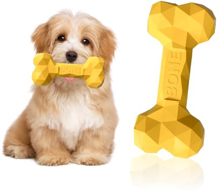 SAVOSWEET Kauspielzeug Hund Knochen Gummi, Hundespielzeug Knochen Unzerstörbar, Hundeknochen Kleine Hunde Gelb, Geeignet für Hunde Innerhalb von 5 Kg, Hundespielzeug zur Zahnreinigung
