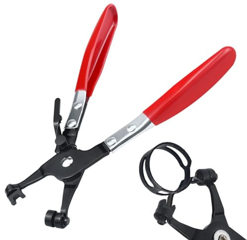 Heavy Duty Hose Clamp Pliers Ring-Type Hose Clip Pliers Wire Hose Clamps Removal and Installation Tool Car Water Pipe Ring-Type and Swivel Flat-Band Clamps Tool for Auto Repairing (Red)
