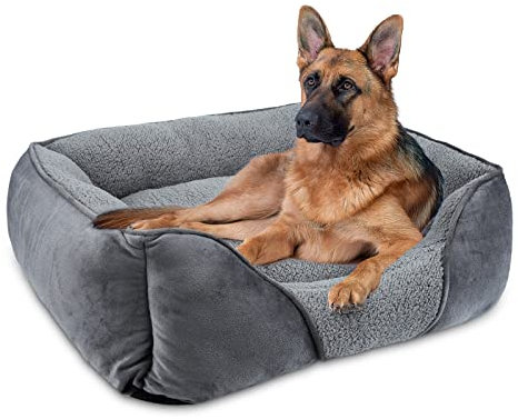 MIXJOY Extra Extra Large Dog Bed Washable, XXL Dog Bed Low Front Edge Bed Non-Slip Bottom Soft Pet Bed, Calming Pet Bed For Labrador, Golden Retriever, Grey, 107x76x25 cm