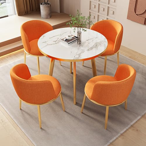 Esstisch mit 4 stühlen,Konferenztisch Rund, Büro Empfangsraum Club Tisch und Stuhl Set, Schönheitssalon-Kino, Zur Ruhe Im Wohnzimmer Und In Der Küche Usw. ( Color : Style 10 , Size : 80*80*75cm )