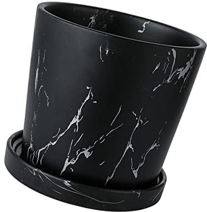 Toddmomy Pot De Fleurs Céramique Élégant avec Base Conteneur pour Plantes Et Fleurs Décoration Intérieure Noir Au Design