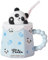 KUKUUU Tazza da caffè 400 ml/13 oz tazza in ceramica con coperchio e cannuccia carino cartone animato animale tazza caffè latte (colore: blu Panda)