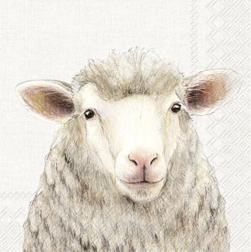 IHR Ideal Home Range - Papierservietten FARM SHEEP cream - Schaf 20 St. Lunch-Servietten 33 cm x 33 cm