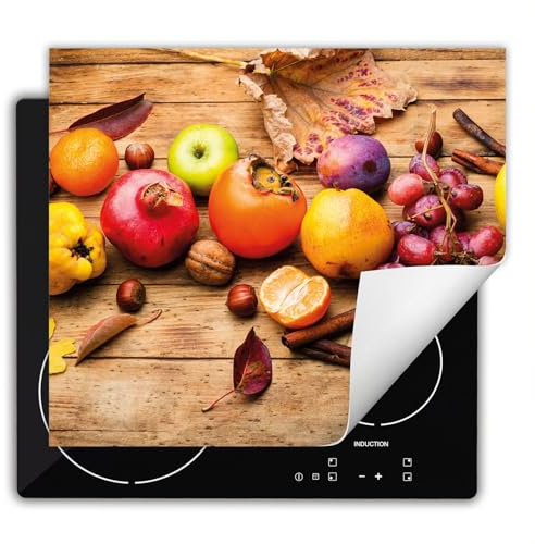 DarHaus Copri Piano Cottura Induzione 60x52 cm Coprifornelli Fornello Proteggi Tutto per la Cucina Fornelli - Frutti - legno