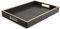 SANZIE Leather Desktop Storage Organizer Premium Serving Tray for Sundries, Cosmetics, Phone, Wallet, Cutlery - Decorative Valet Holder (Black)
