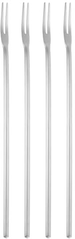 Sourcing Map 4-Piece Olive Fork Set, 8.6 Inch Long Handle, Stainless Steel Cocktail Forks for Dessert, Fruit and Vegetable