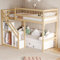 Kinderbett Etagenbett 90 x 200 cm, Hochbett mit Treppe und Aufbewahrungsschrank, Multifunktionsbett Einzelbett Stockbett Spielbett Kinderhochbett Jugendhochbett, Massivholz, Ohne Matratze, Holzfarbe