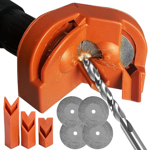 Drill Bit Sharpener, Drill Bit Sharpener for All Bits(5/64''- 5/8''), Multipurpose Drill Bits Grinding Sharpener, Portable Drill Grinder Grinding Tool (Orange)