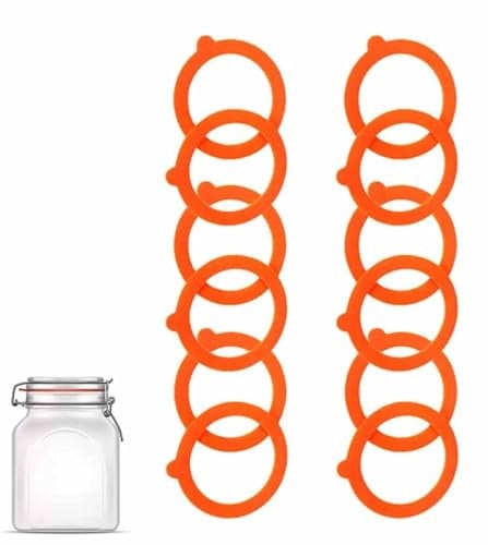 Replacement Silicone Seals for Kilner Jars Airtight Silicone Sealing Gaskets Rings, Leakproof Replacement Rubber Seals for Glass Clip Top Jars Storage Jars (12 PCS, Orange)