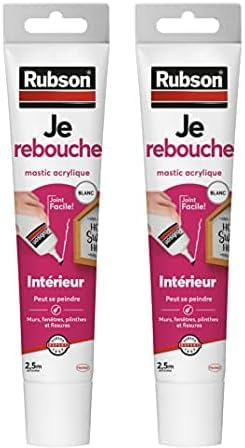 Rubson Je Rebouche Mastic Blanc 50 ml, mastic étanche en tube prêt à l'emploi, mastic acrylique pour murs, fenêtres, plinthes et fissures en intérieur (Lot de 2)