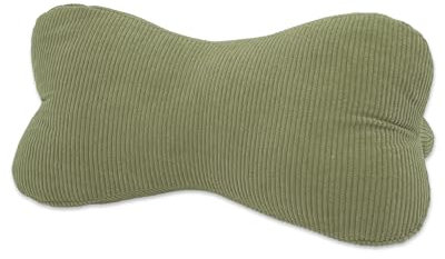 Leseknochen, Lesekissen, Nackenrolle Nackenkissen aus Cord,Stützkissen, Reisekissen mit Struktur,Formkissen,Buchauflage, Flexible Stütze für Bücher, E-Books oder Tablets-18x35cm (Oliv Cord)