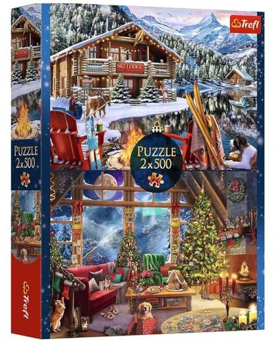 Trefl – 2-in-1-Puzzle: Weihnachten in den Bergen – 2 x 500 Teile – Set mit Zwei Puzzles, DIY, kreative Unterhaltung, für Erwachsene und Kinder ab 10 Jahren