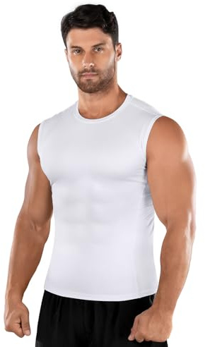 Niksa 1 Pack Men's Compression Shirts Sleeveless Dry Fit Gym Workout Tank Top,White,XL