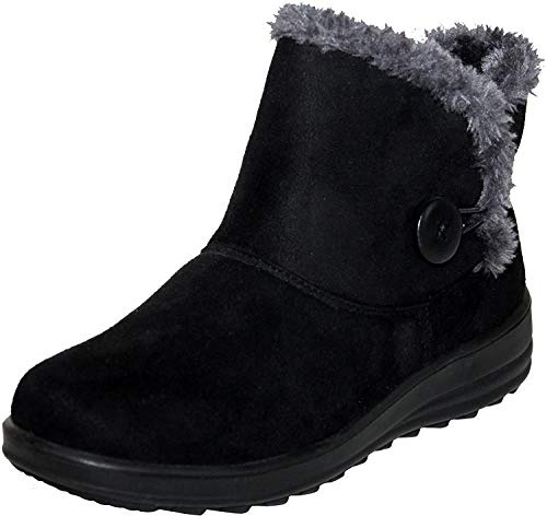 Cushion Walk Womens Ladies Lightweight Fur Lined Girls Warm Casual Comfort Winter Ankle Boots UK Sizes 3-8 (Black, 7, UK Footwear Size System, Adult, Women, Numeric, Medium, 7)