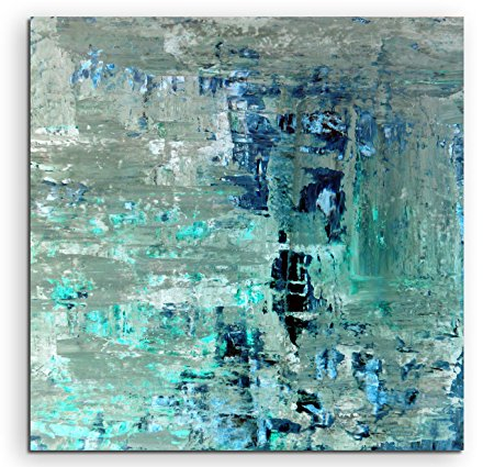 Wandbild quadratisch 60x60cm Bild – Abstrakte Strukturen in Olive Türkis und Dunkelblau