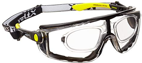 voltX QUAD 4 in 1 Schutzbrille mit Lesehilfe (+1,5 Dioptrien, klar) CE EN166F, mit Schaumeinsatz und abnehmbares Kopfband