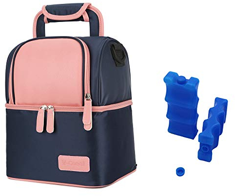 Rufun Borsa Termica per Biberon, PortaBiberon Isotermico, Zaino Impermeabile, 2 Pacchi di Ghiaccio inclusi (Rosa)