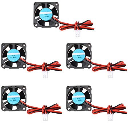 Jopto 3D-Drucker-Ventilator, 12 V DC, Mini, leiser Lüfter, 30 x 30 x 10 mm, mit 28 cm Kabel für 3D-Drucker, Extruder, Hotend, Makerbot MK7, MK8, CPU Chip Arduino, 5 Stück